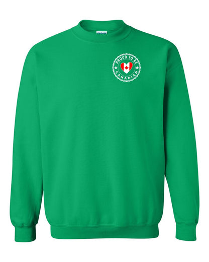 Proud to be Canadian Heart Flag Left Chest Crewneck - Gildan Canada (sewn Internationally)