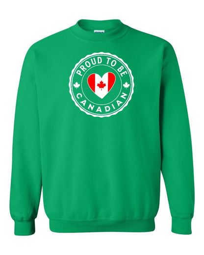 Proud to be Canadian Heart Flag Full Crewneck - Gildan Canada (sewn Internationally)