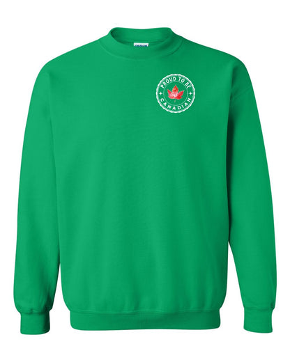 Proud to be Canadian Leaf Left Chest and Back Crewneck - Gildan Canada (sewn Internationally)