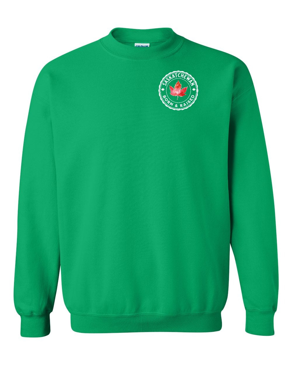 Born and Raised Saskatchewan Left Chest and Back Crewneck - Gildan Canada (sewn Internationally)