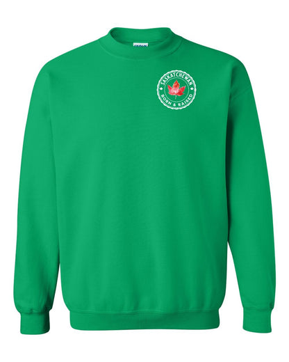Born and Raised Saskatchewan Left Chest and Back Crewneck - Gildan Canada (sewn Internationally)