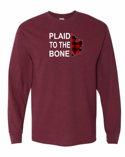 Plaid to the Bone Stacked Leaf Left Chest Long Sleeve