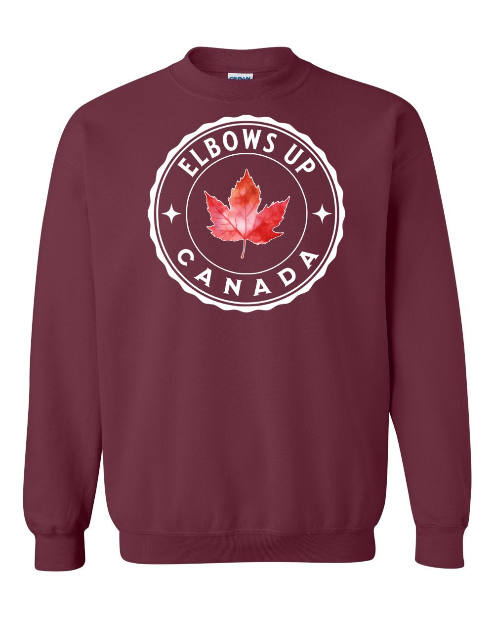Elbows up Leaf Full Crewneck - Gildan Canada (sewn Internationally)