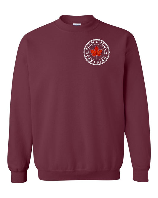 Calm Cool Canadian Leaf Left Chest Crewneck - Gildan Canada (sewn Internationally)