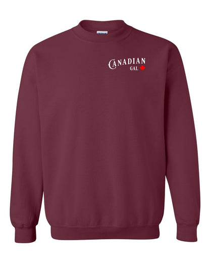 Canadian Gal Left Chest and Back Crewneck - Gildan Canada (sewn Internationally)