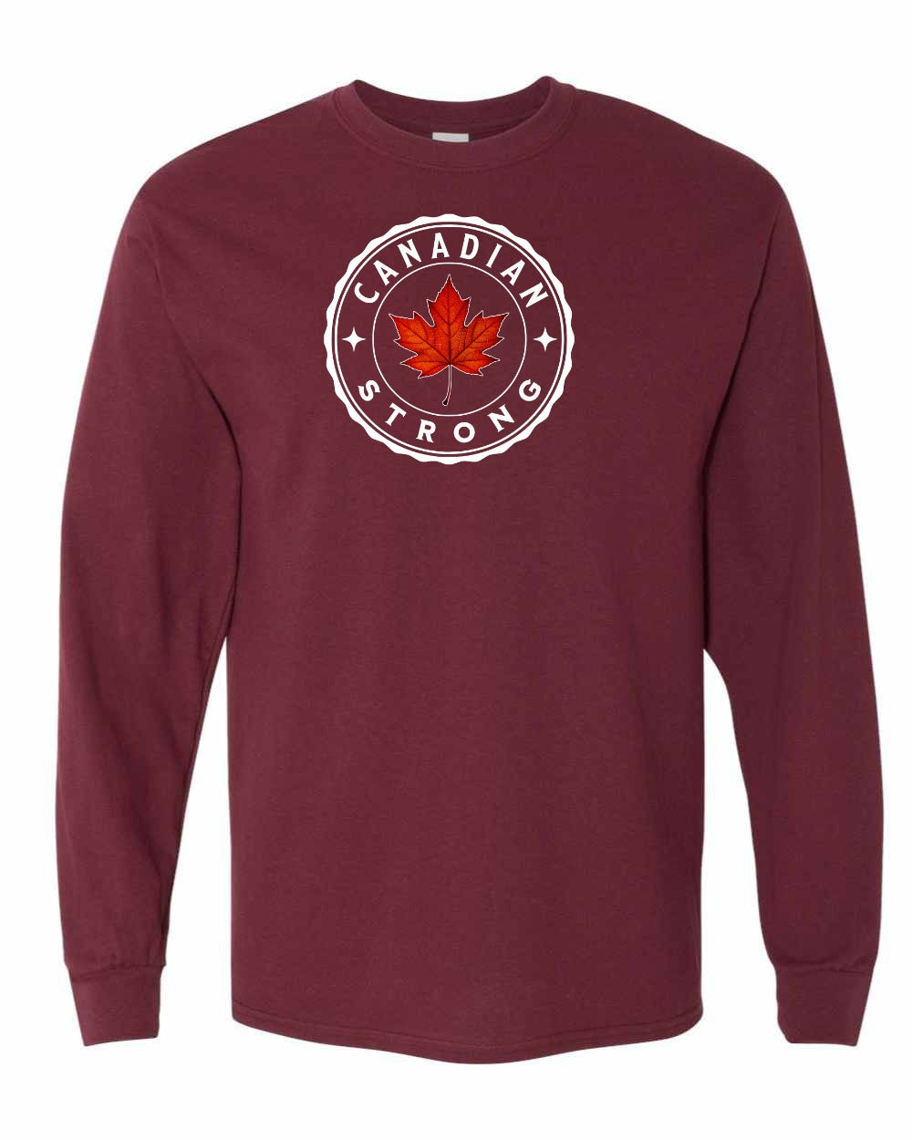 Canadian Strong Leaf Left Chest and Back Long Sleeve - Gildan Canada (sewn Internationally)