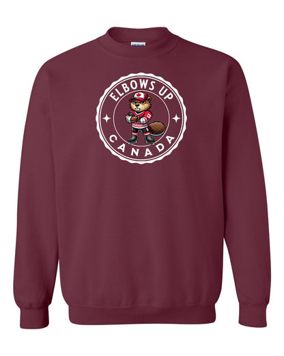 Elbows up Beaver Full Crewneck - Gildan Canada (sewn Internationally)