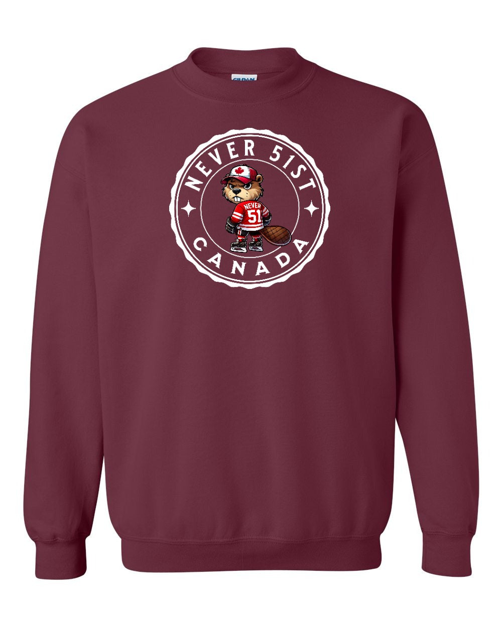 Never 51st Beaver Full Crewneck - Gildan Canada (sewn Internationally)