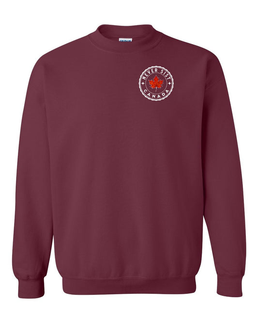 Never 51st Leaf Left Chest Crewneck - Gildan Canada (sewn Internationally)