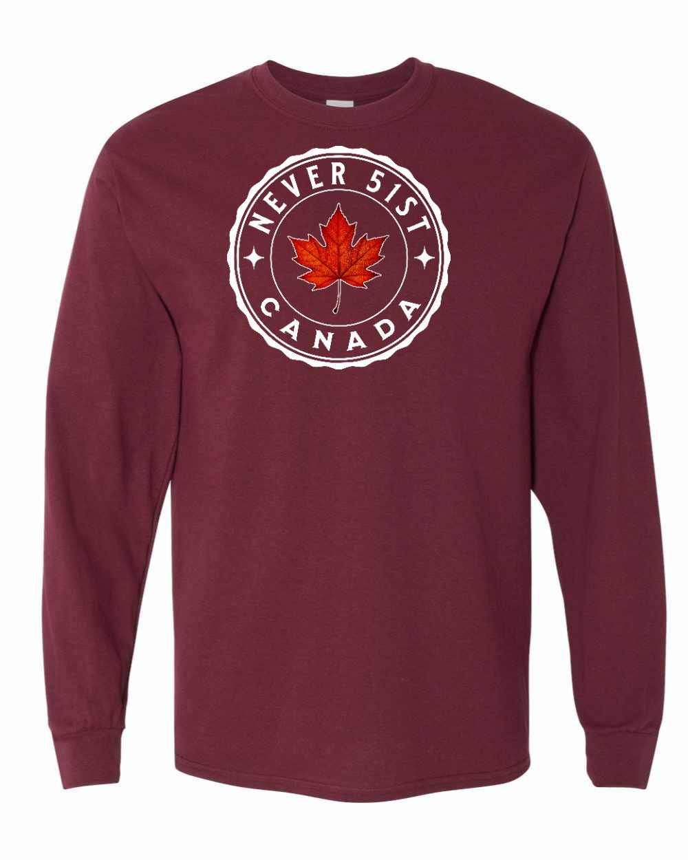 Never 51st Leaf Full Long Sleeve - Gildan Canada (sewn Internationally)