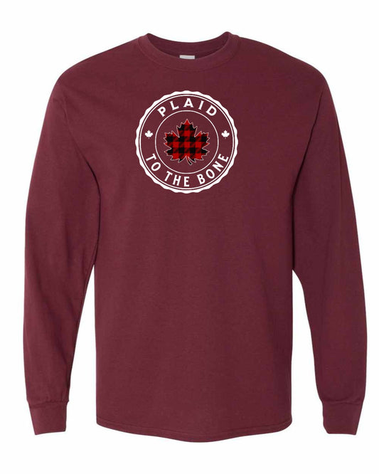 Plaid to the Bone Circle Leaf Full Long Sleeve - Gildan Canada (sewn Internationally)