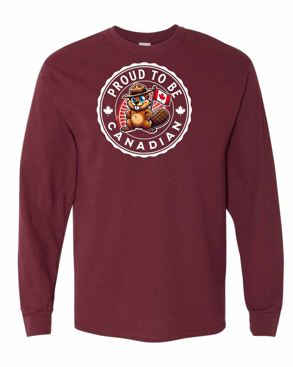Proud to be Canadian Beaver Full Long Sleeve - Gildan Canada (sewn Internationally)