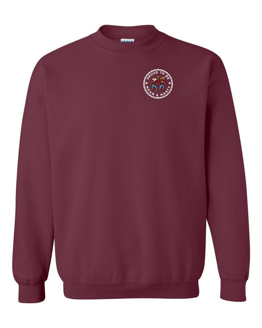 Proud Mean & Nasty Beaver and Moose Left Chest and Back Crewneck - Gildan Canada (sewn Internationally)