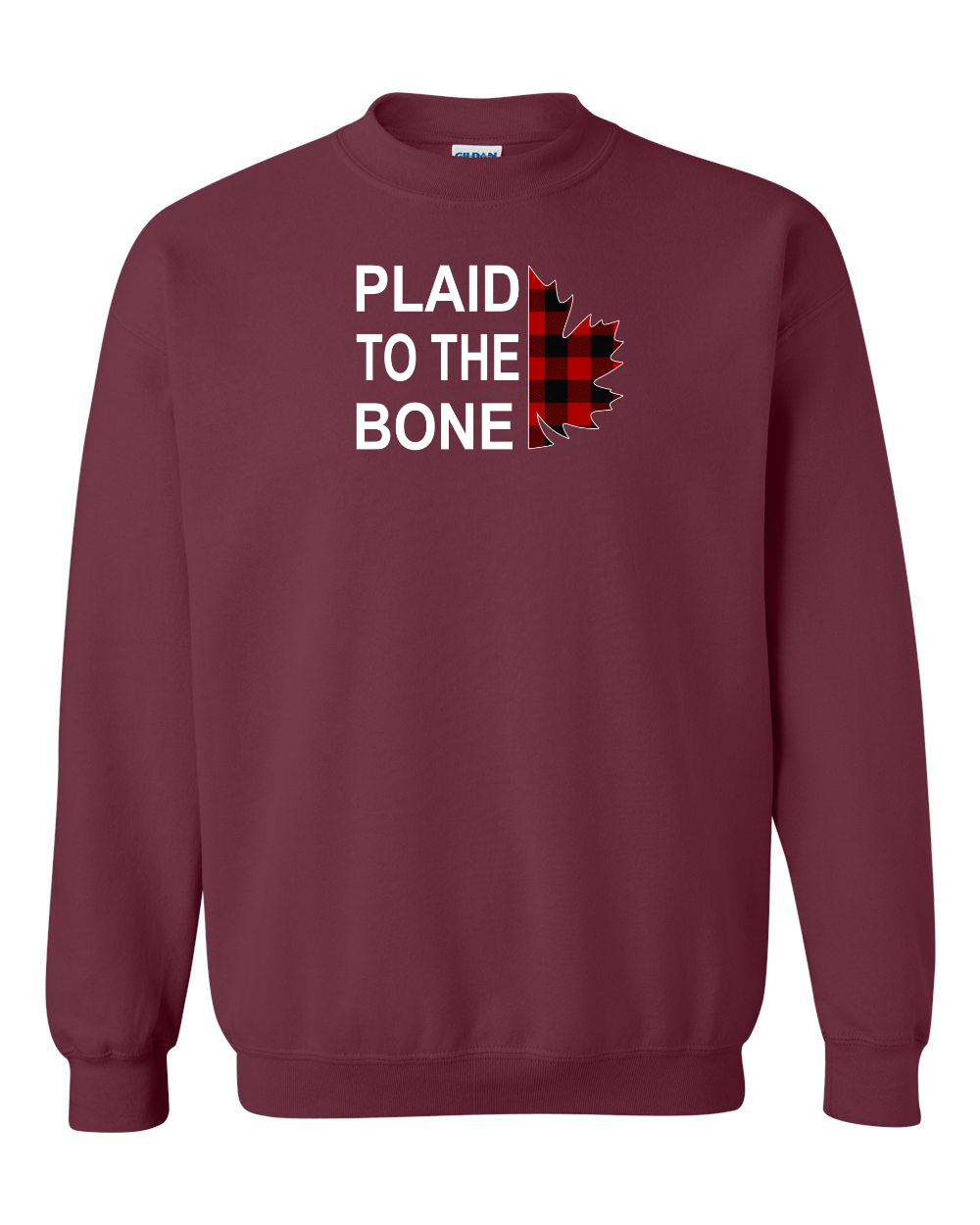 Plaid to the Bone Stacked Leaf Full Crewneck