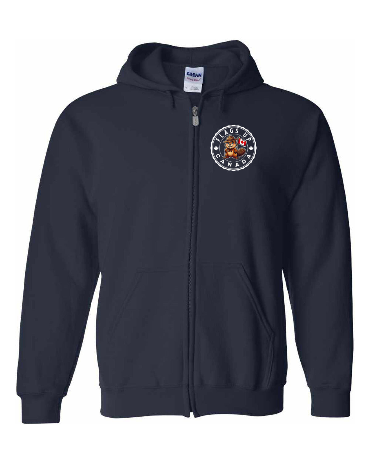 Flags Up Female Beaver Left Chest And Back Zip Hoodie - Unisex