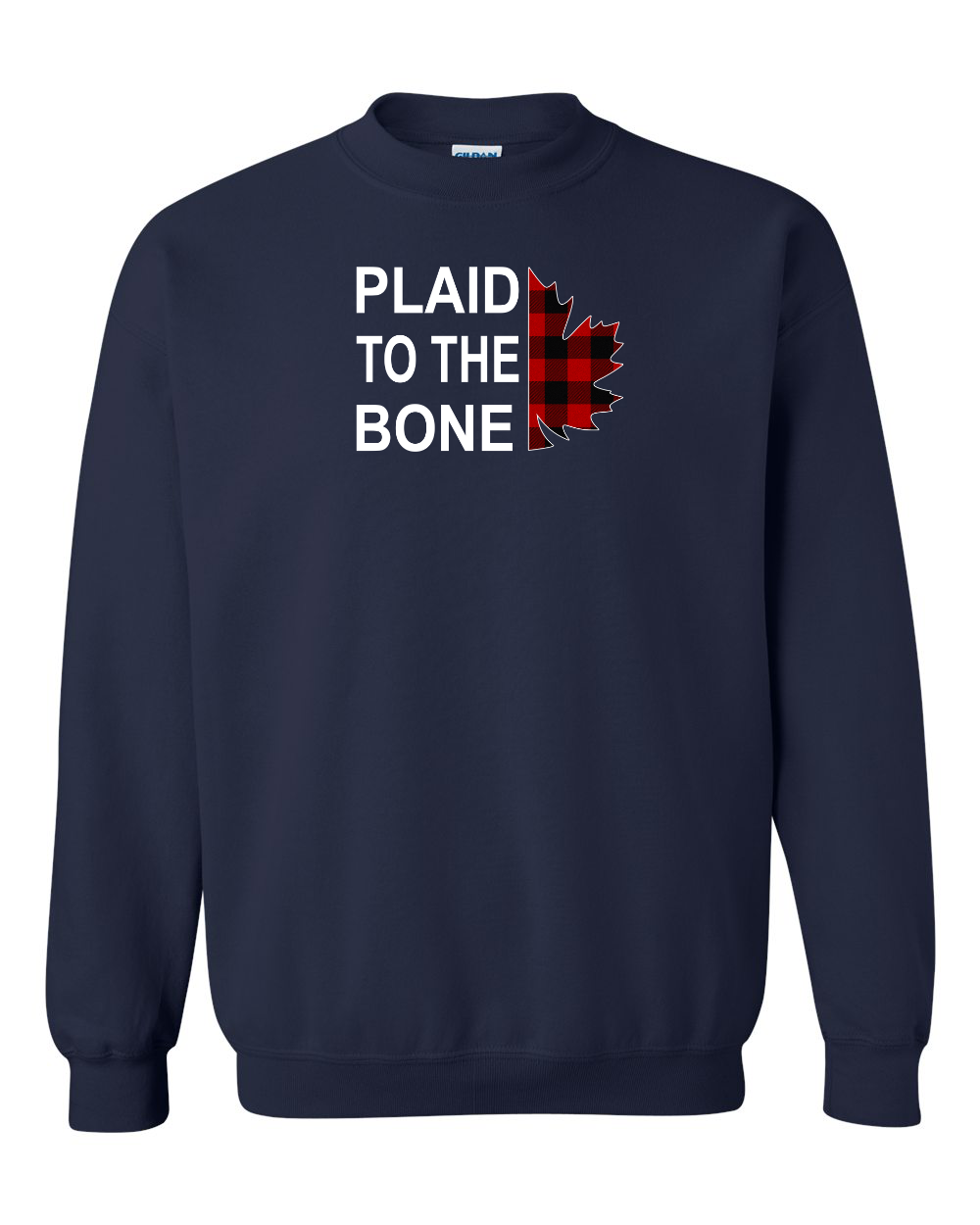 Plaid to the Bone Stacked Leaf Full Crewneck