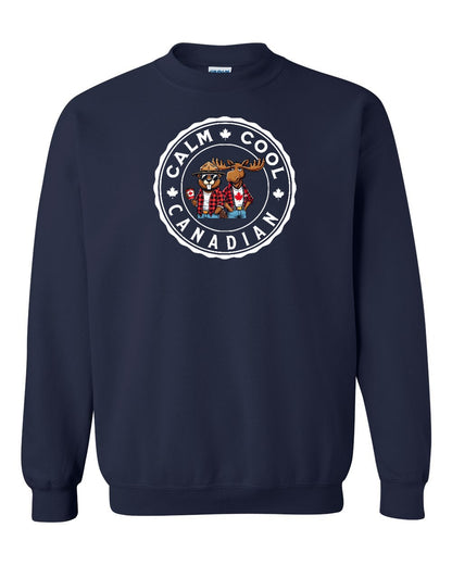 Calm Cool Moose and Beaver Full Crewneck - Gildan Canada (sewn Internationally)