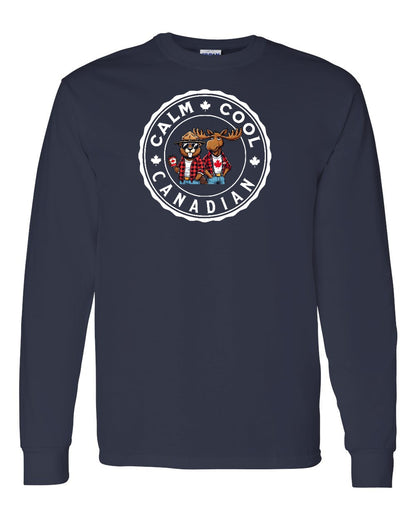 Calm Cool Moose and Beaver Full Long Sleeve - Gildan Canada (sewn Internationally)