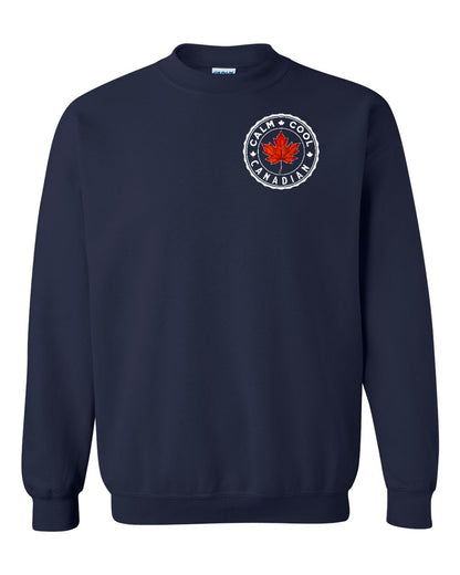 Calm Cool Canadian Leaf Left Chest and Back Crewneck - Gildan Canada (sewn Internationally)