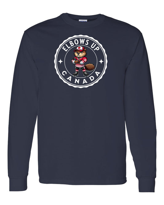 Elbows up Beaver Full Long Sleeve - Gildan Canada (sewn Internationally)