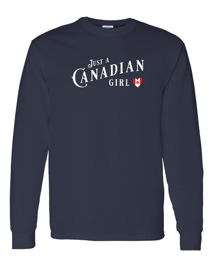 Just A Canadian Girl (Heart Flag Full) Full Long Sleeve - Gildan Canada (sewn Internationally)