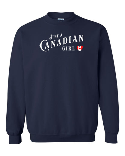 Just A Canadian Girl (Heart Flag Full) Full Crewneck - Gildan Canada (sewn Internationally)