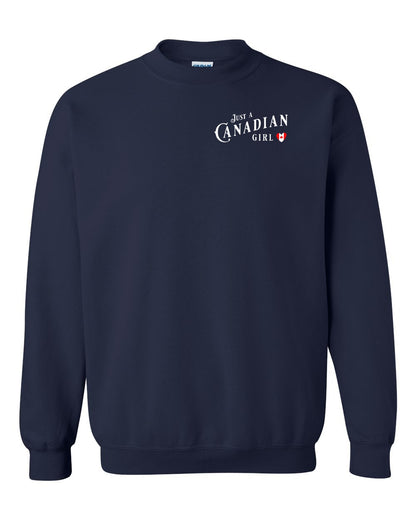 Just A Canadian Girl (Heart Flag Full) Left Chest and Back Crewneck - Gildan Canada (sewn Internationally)