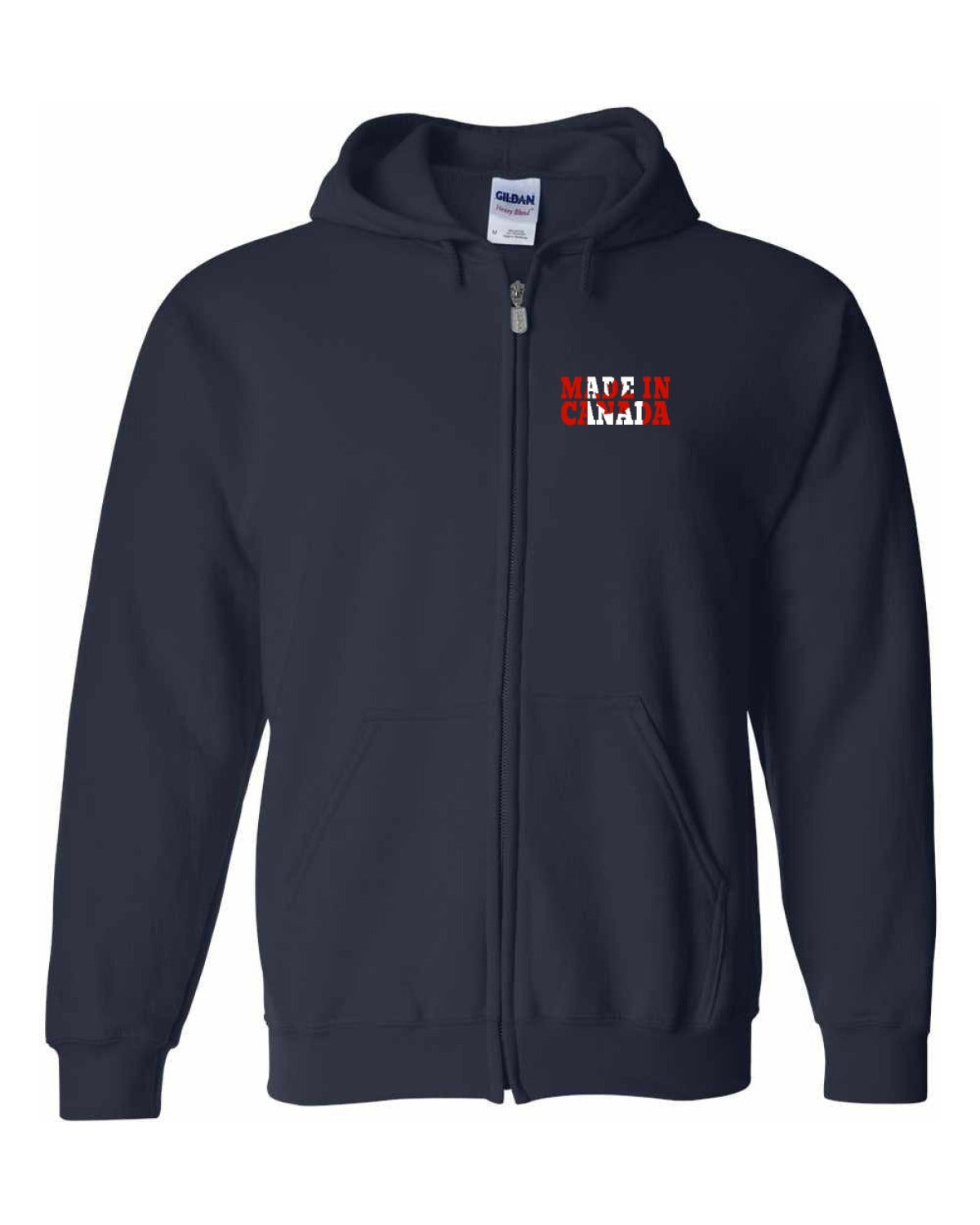 Made in Canada Flag Background Left Chest Zip Hoodie - Unisex
