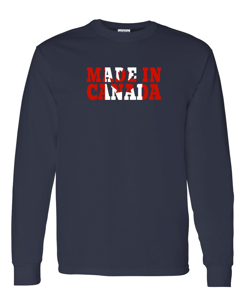 Made in Canada Flag Background Full Long Sleeve - Gildan Canada (sewn Internationally)