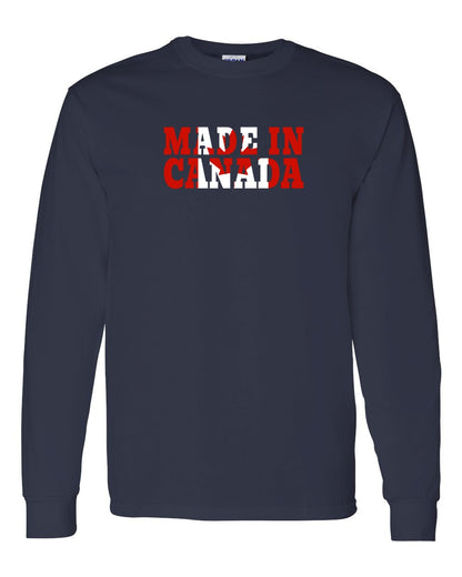 Made in Canada Flag Background Full Long Sleeve - Gildan Canada (sewn Internationally)