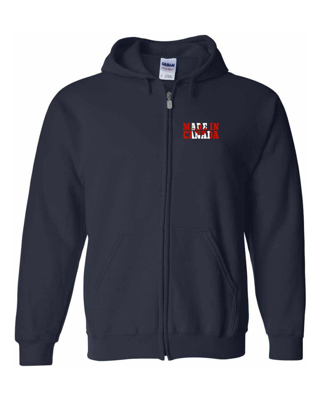 Made in Canada Flag Background Left Chest and Back Zip Hoodie - Unisex