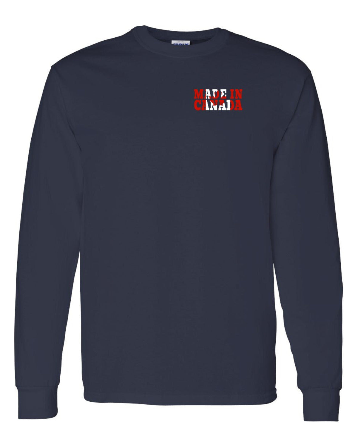 Made in Canada Flag Background Left Chest Long Sleeve - Unisex