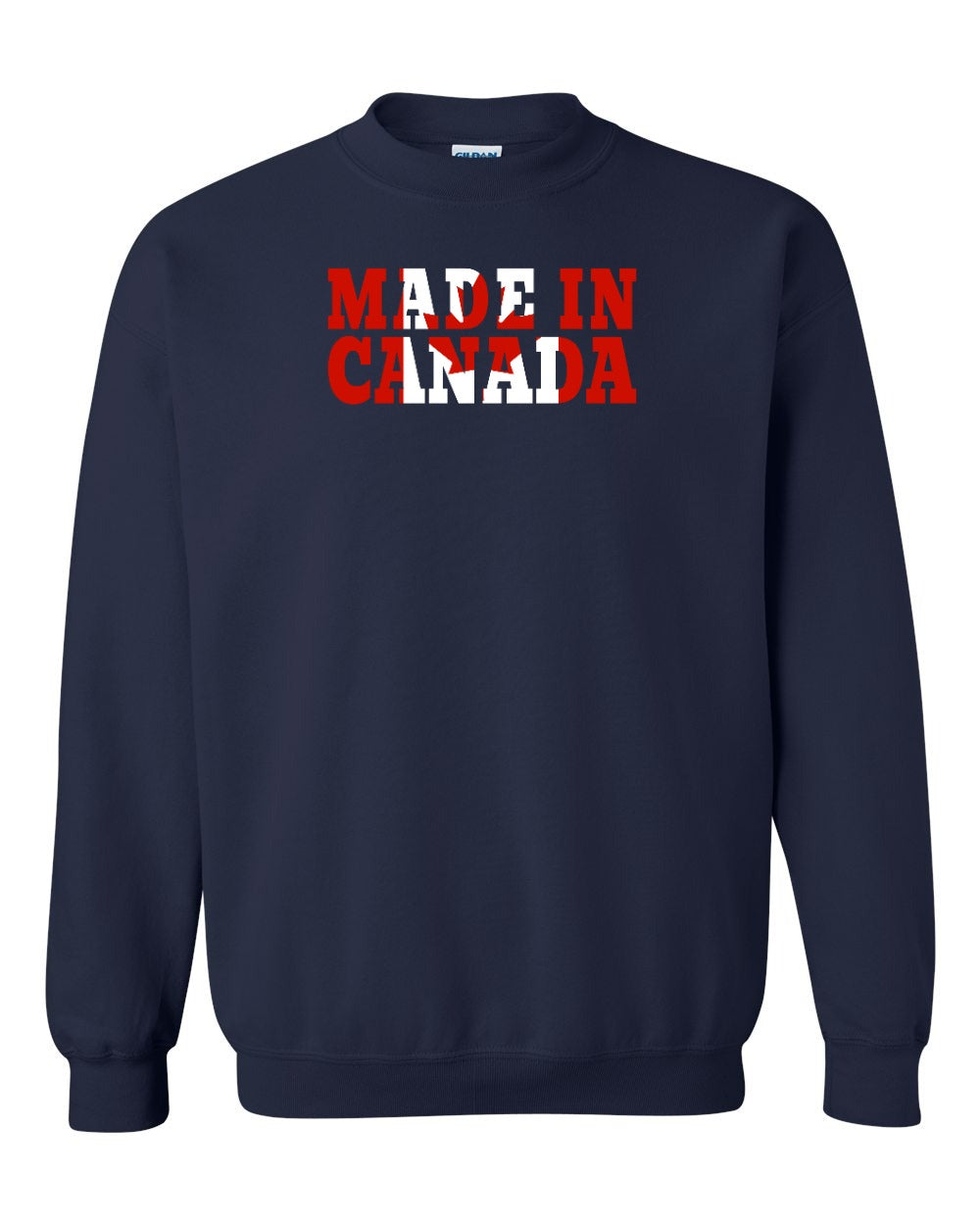 Made in Canada Flag Background Full Crewneck - Gildan Canada (sewn Internationally)