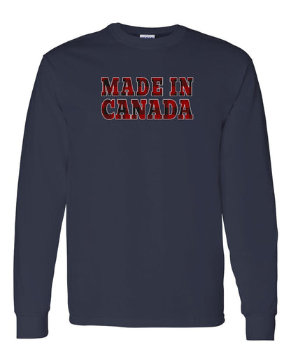 Made in Canada Plaid Background Full Long Sleeve - Gildan Canada (sewn Internationally)