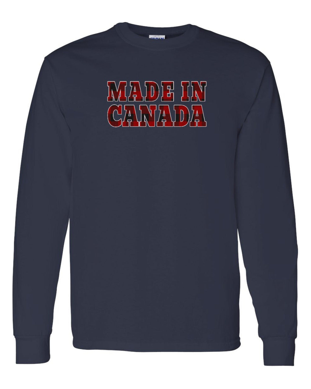 Made in Canada Plaid Background Full Long Sleeve - Unisex