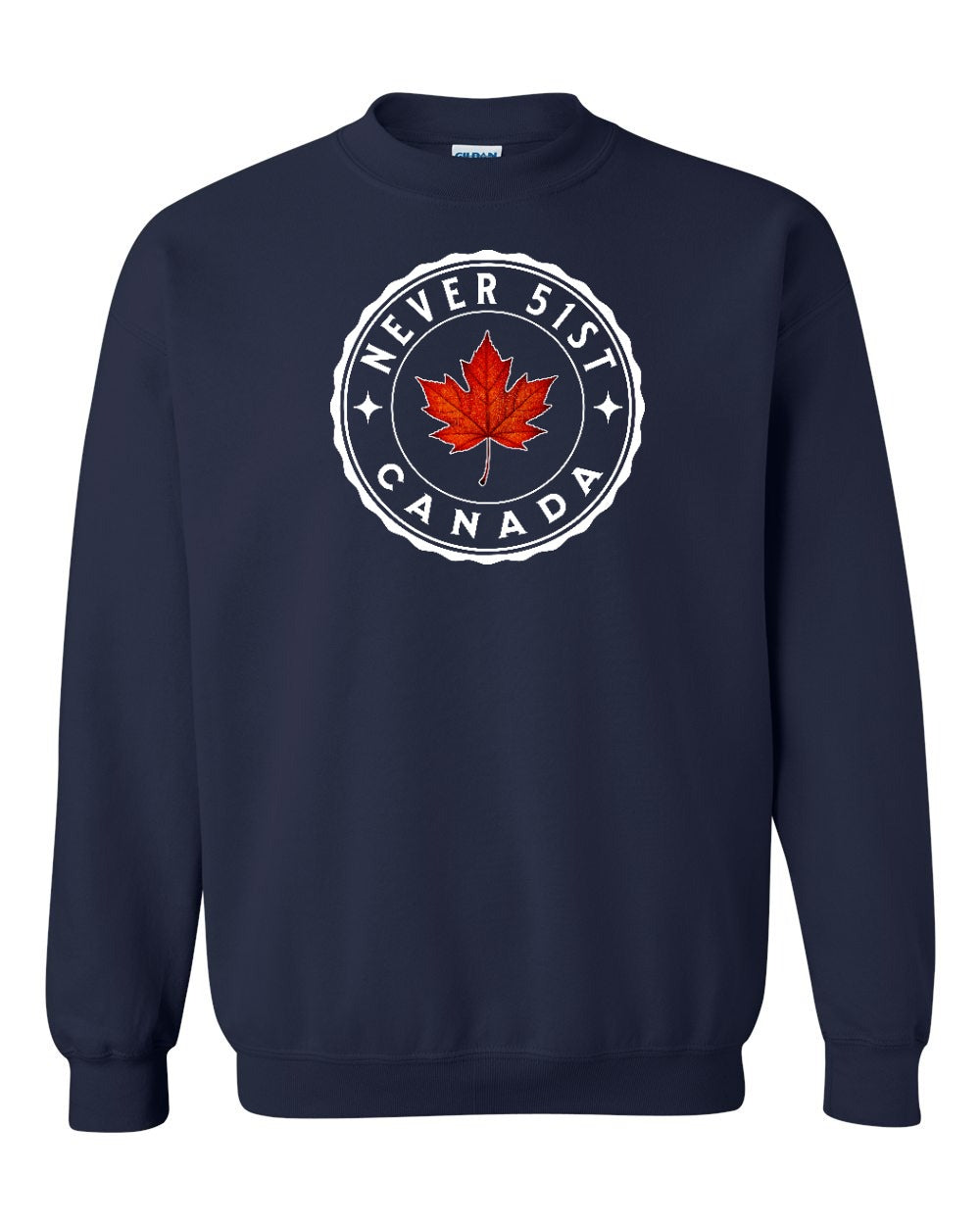 Never 51st Leaf Full Crewneck - Gildan Canada (sewn Internationally)