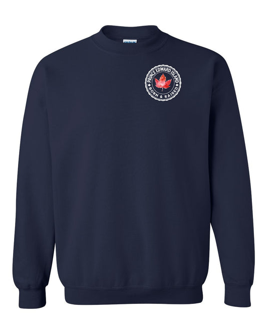 Born and Raised Prince Edward Island Left Chest Crewneck - Gildan Canada (sewn Internationally)