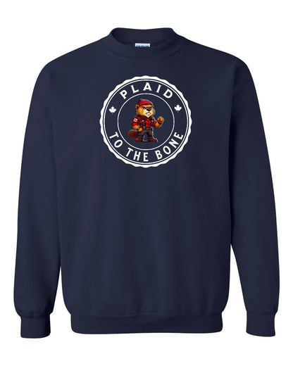Plaid to the Bone Beaver Full Crewneck - Gildan Canada (sewn Internationally)