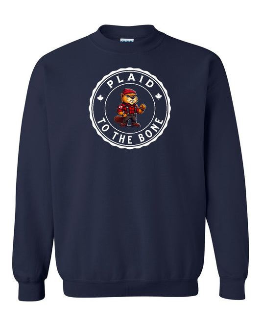 Plaid to the Bone Beaver Full Crewneck - Gildan Canada (sewn Internationally)