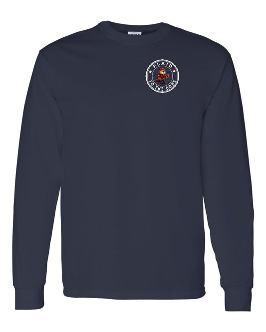 Plaid to the Bone Beaver Left Chest Long Sleeve - Gildan Canada (sewn Internationally)