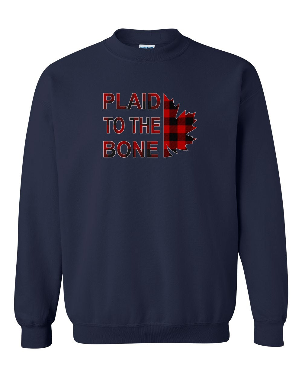 Plaid to the Bone Stacked Leaf Full Crewneck - Gildan Canada (sewn Internationally)