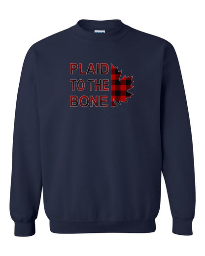 Plaid to the Bone Stacked Leaf Full Crewneck - Gildan Canada (sewn Internationally)