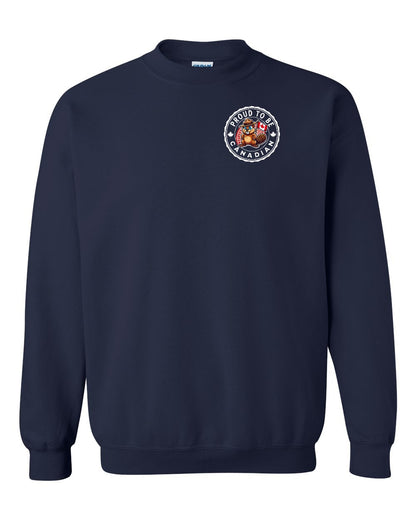 Proud to be Canadian Beaver Left Chest and Back Crewneck - Gildan Canada (sewn Internationally)