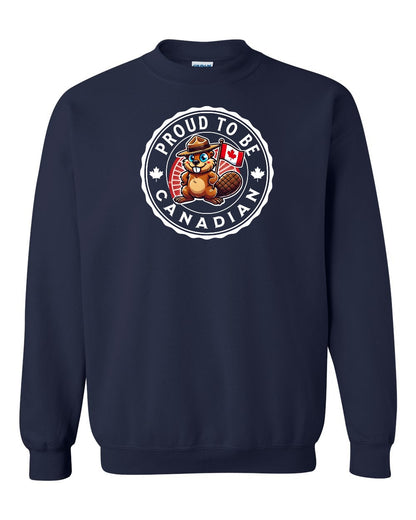 Proud to be Canadian Beaver Full Crewneck - Gildan Canada (sewn Internationally)