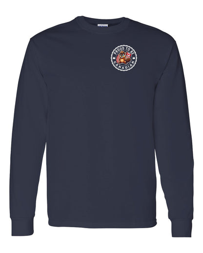 Proud to be Canadian Beaver Left Chest Long Sleeve - Gildan Canada (sewn Internationally)