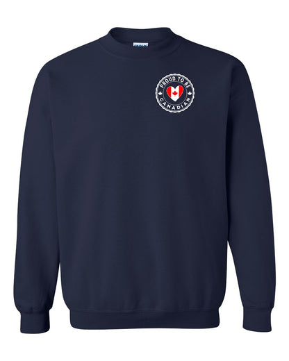 Proud to be Canadian Heart Flag Left Chest Crewneck - Gildan Canada (sewn Internationally)