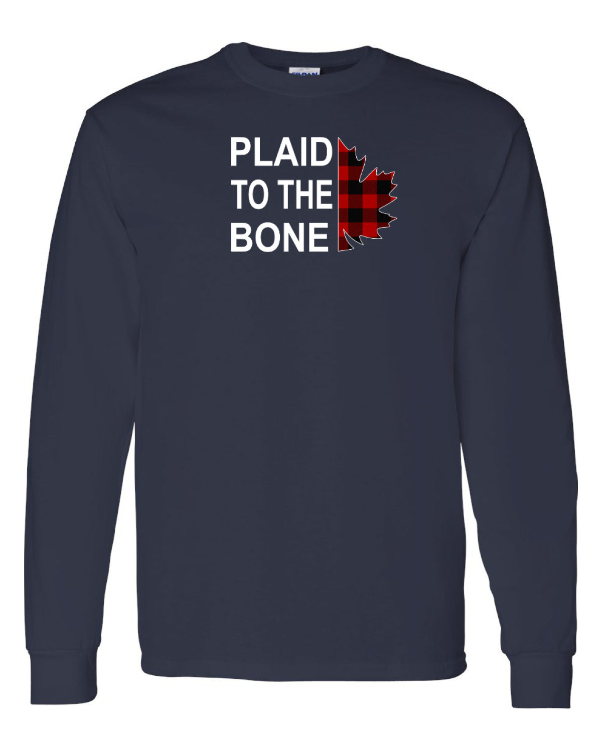 Plaid to the Bone Stacked Leaf Left Chest Long Sleeve - Unisex