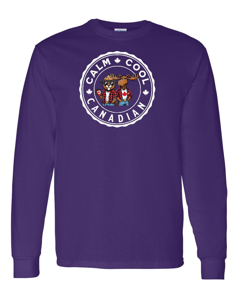Calm Cool Moose and Beaver Full Long Sleeve - Gildan Canada (sewn Internationally)