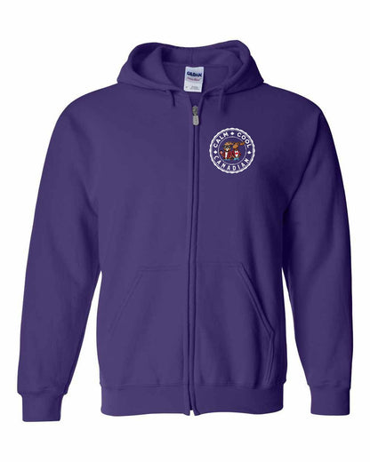 Calm Cool Moose and Beaver Left Chest Zip Hoodie - Gildan Canada (sewn Internationally)