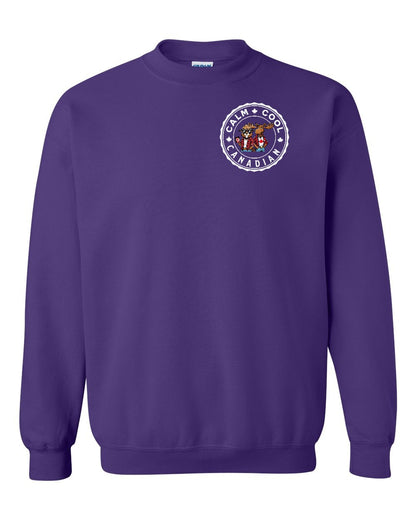 Calm Cool Moose and Beaver Left Chest and Back Crewneck - Gildan Canada (sewn Internationally)